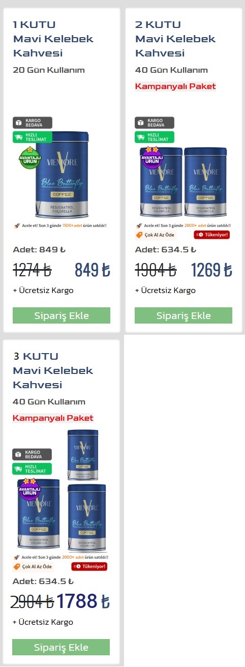 Mavi Kelebek Kahvesi Resmi Satış Sitesi